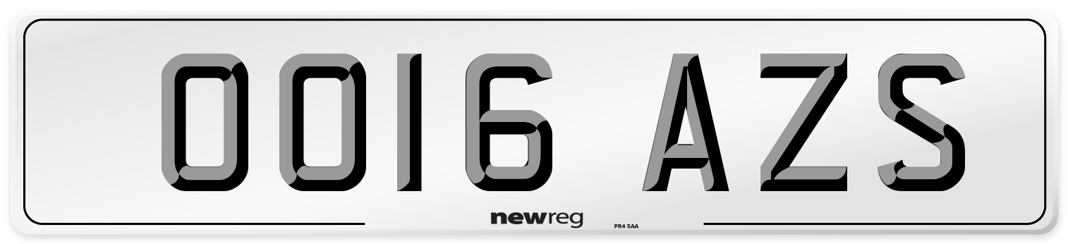 OO16 AZS Number Plate from New Reg